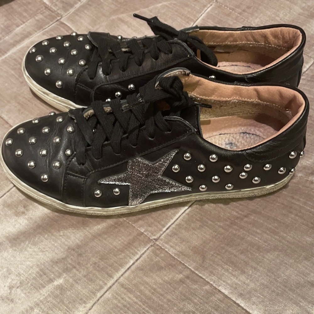 Crown Leather Studded Star Sneakers